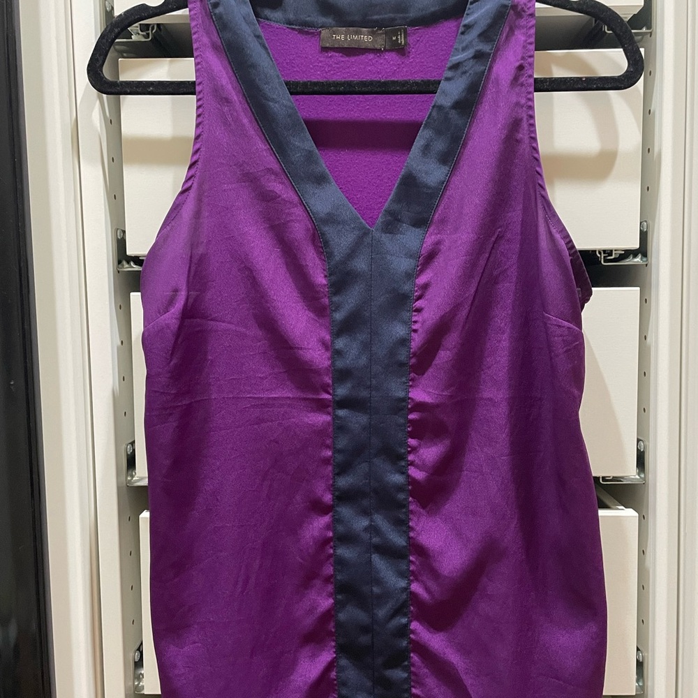 THE LIMITED Purple and Navy Blue Sleeveless Blouse